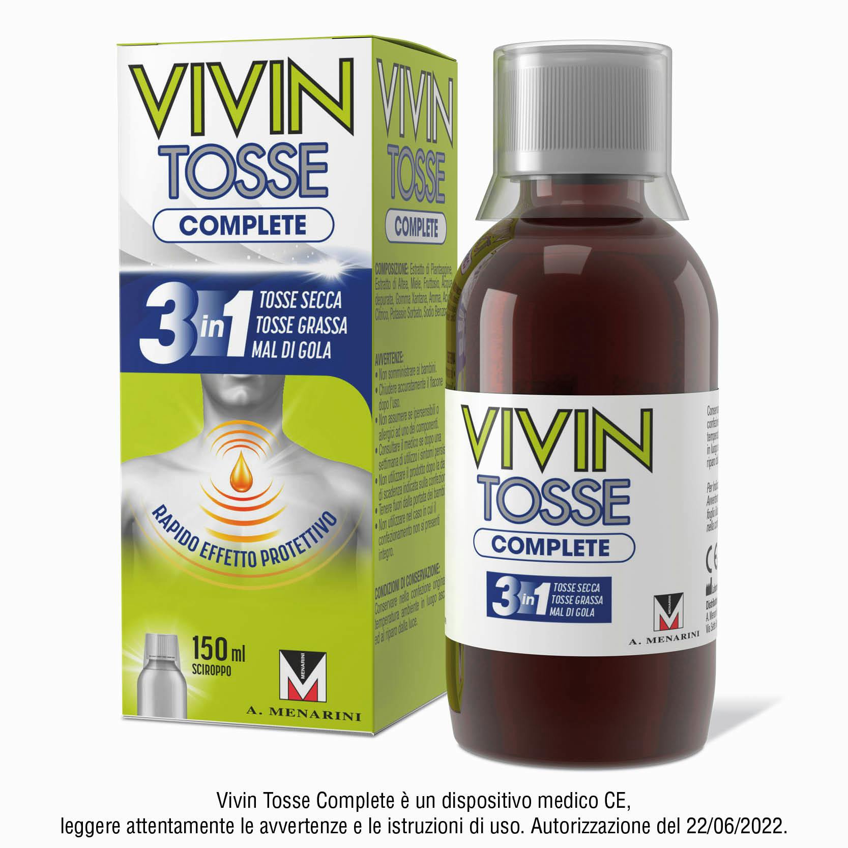 Vivin Tosse Complete 3in1 Tosse Secca, Grassa, Mal Di Gola Sciroppo 150 ml