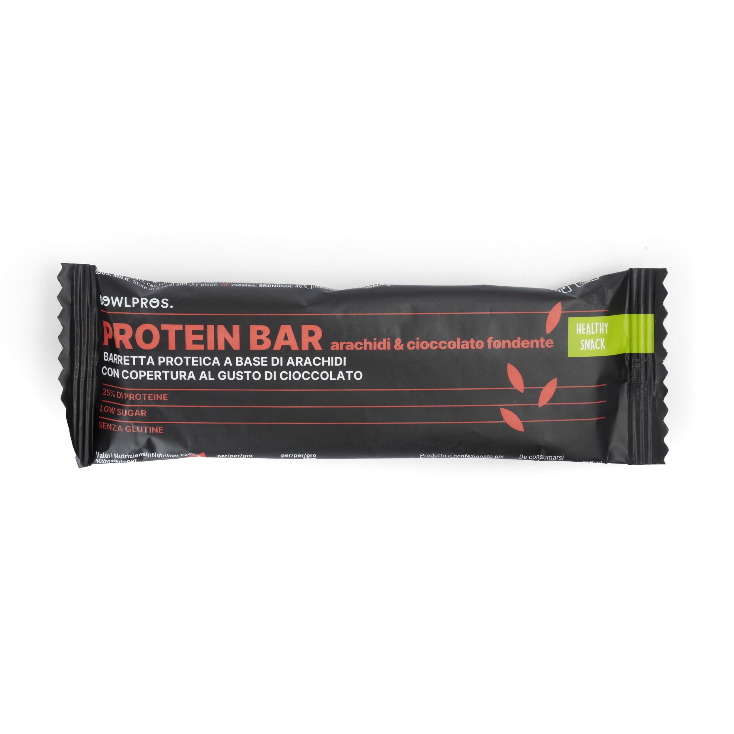 Bowlpros Protein Bar Vegan Arachidi e Cioccolato Fondente 35 g