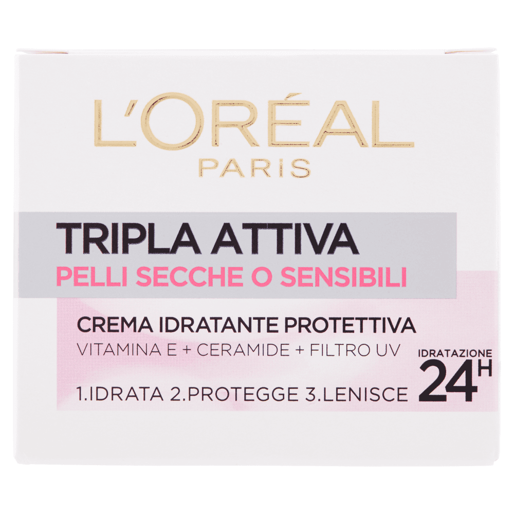 L'Oréal Paris Triple Active Tripla Attiva Crema Idratante Protettiva Pelli Secche O Sensibili 50 ml
