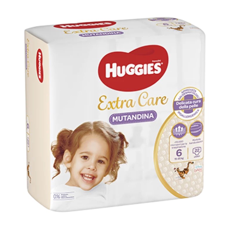 Huggies Extra Care - Mutandine Pannolino Taglia 6, Confezione da 22 Pezzi