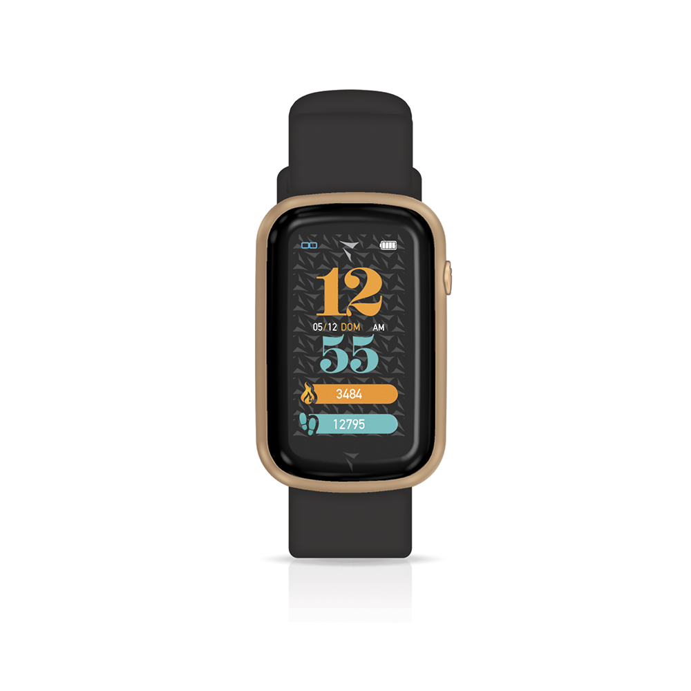 Techmade Steps Smartwatch Black Golden Rose