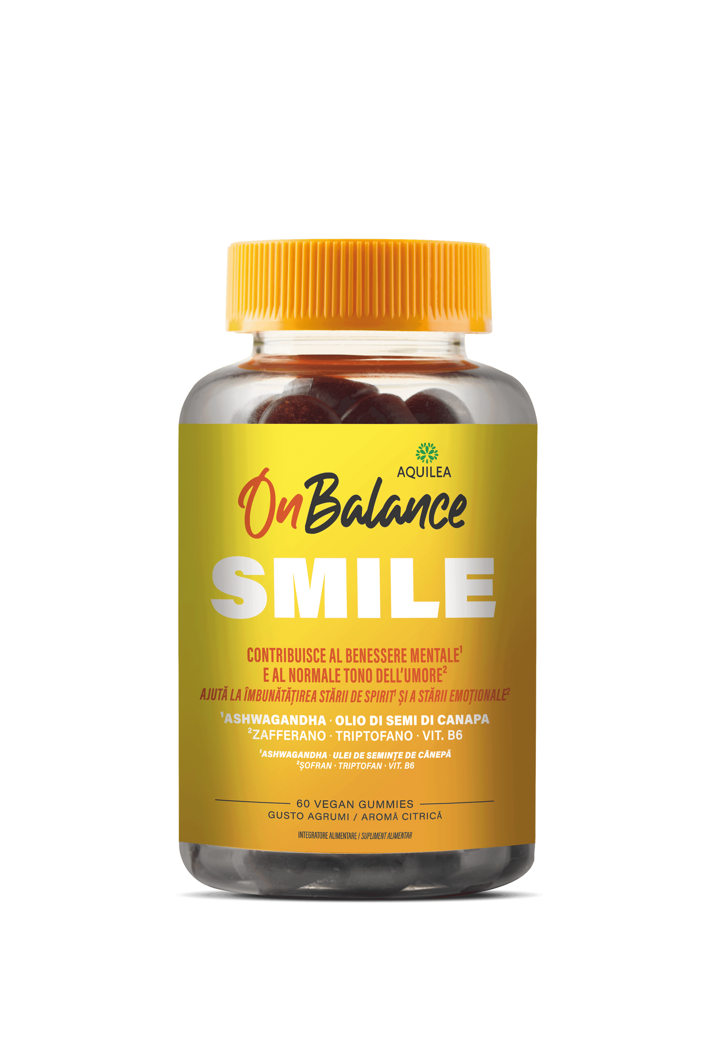 Aquilea On Balance - Smile Integratore Benessere Mentale e Tono dell'Umore, 60 Gummies