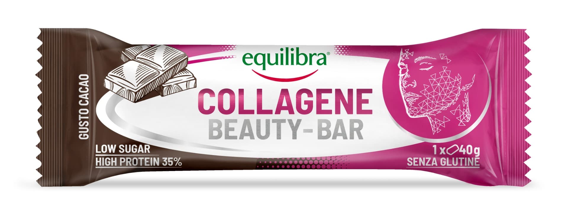 Equilibra Collagene Beauty-Bar Barretta Di Collagene Gusto Cacao 40 gr