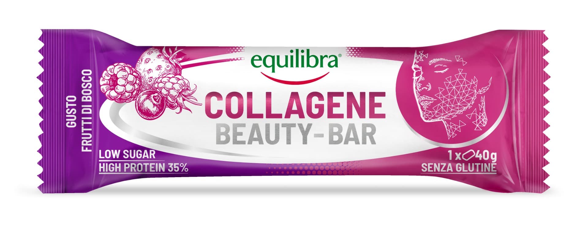 Equilibra Collagene Beauty-Bar Barretta Di Collagene Gusto Frutti di Bosco 40 gr