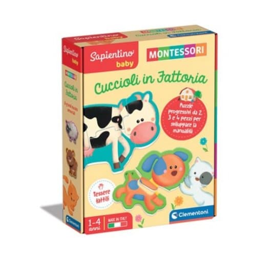 Sapientino Baby CUCCIOLI IN FATTORIA Clementoni Montessori 1-4 anni