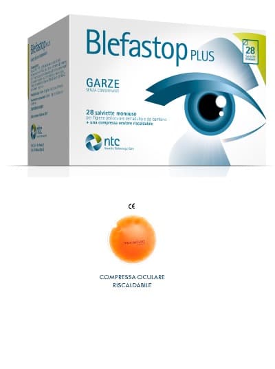 Blefastop plus garza in cotone piegata con filo di bario 28 salviette monouso + 1 compressa oculare
