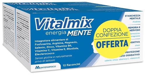 Vitalmix Mente Integratore Alimentare, 2 Confezioni Con 12 Flaconcini Da 12ml