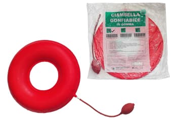 Ciambella gonfiabile per invalidi in gomma rossa team deluxe con pompa 40cm diametro