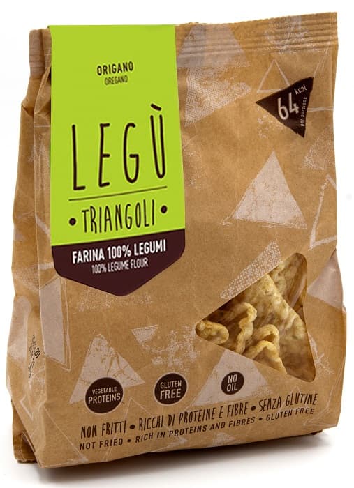 Legu' Snack Origano Croccante Triangolino Non Fritto 100% Legumi Italiani 40 G