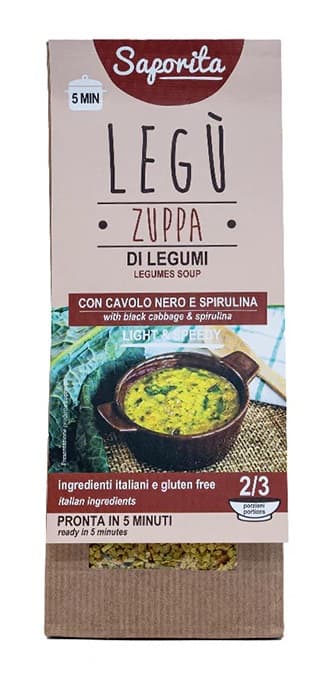 Legu' Zuppa Saporita Bio Di Legumi Italiani Con Cavoo Nero E Spirulina 90 G
