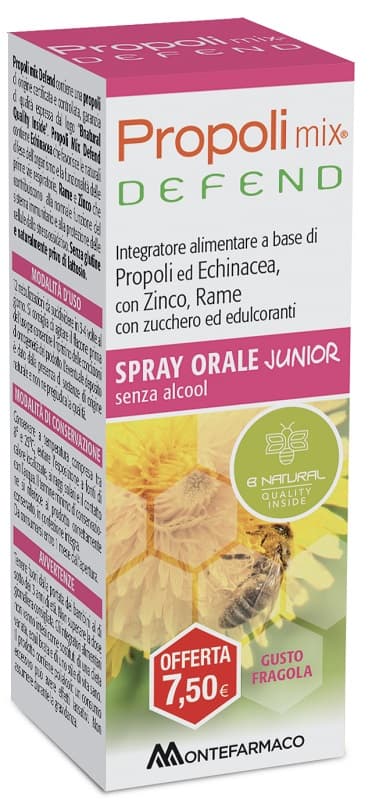 Propoli Mix Defend Spray Orale Junior Analcolico 30 Ml Gusto Fragola