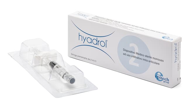 Siringa intra-articolare hyadrol con acido ialuronico 1% e adelmitrol 2% capacita' 2 ml