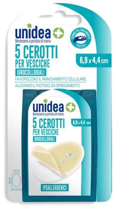 Cerotto idrocolloidale ovale unidea per vesciche 4,4x6,9 cm 5 pezzi