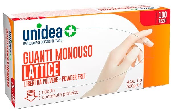 Guanti in lattice senza polvere unidea misura media 100 pezzi