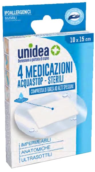 Medicazione unidea 10 x 15 cm sterile impermeabile 4 pezzi