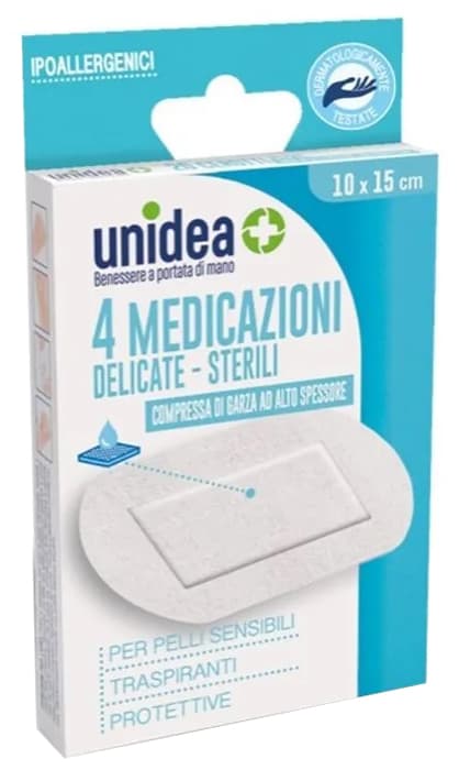 Medicazione sterile unidea tessuto non tessuto 10 x 25 cm 4pezzi