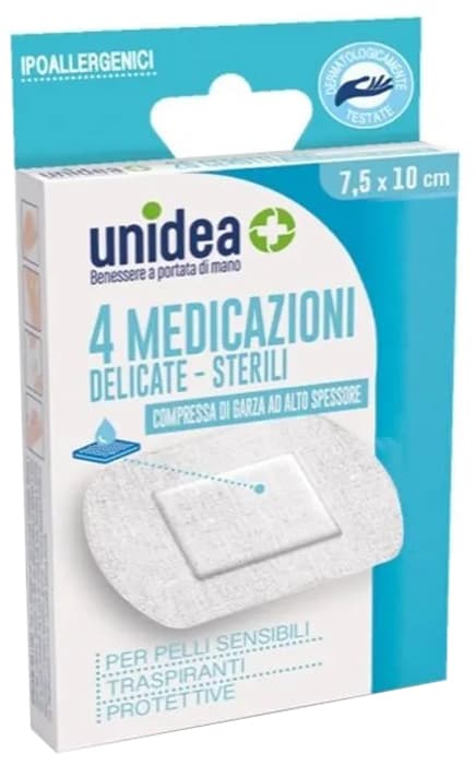 Medicazione sterile unidea tessuto non tessutto 7,5 x 10 cm4 pezzi