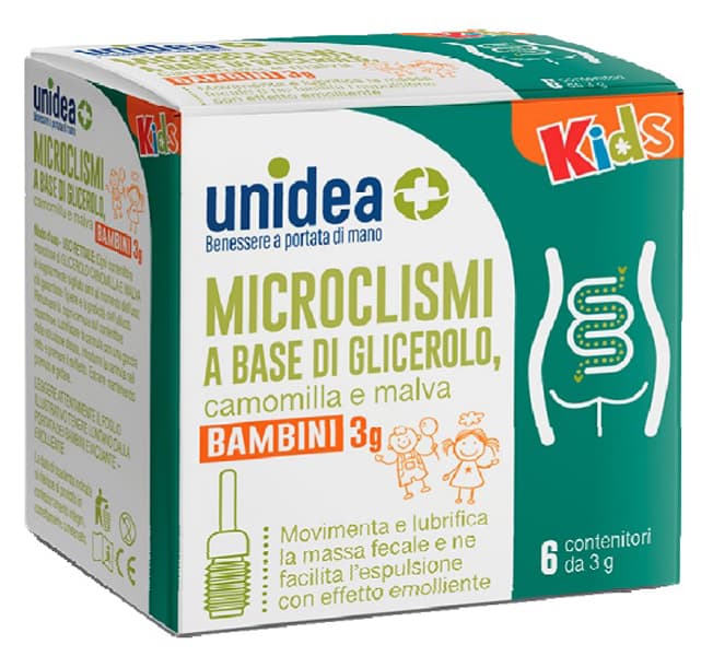 Unidea microclisma per bambini 3g glicerolo camomilla e malva 6 pezzi