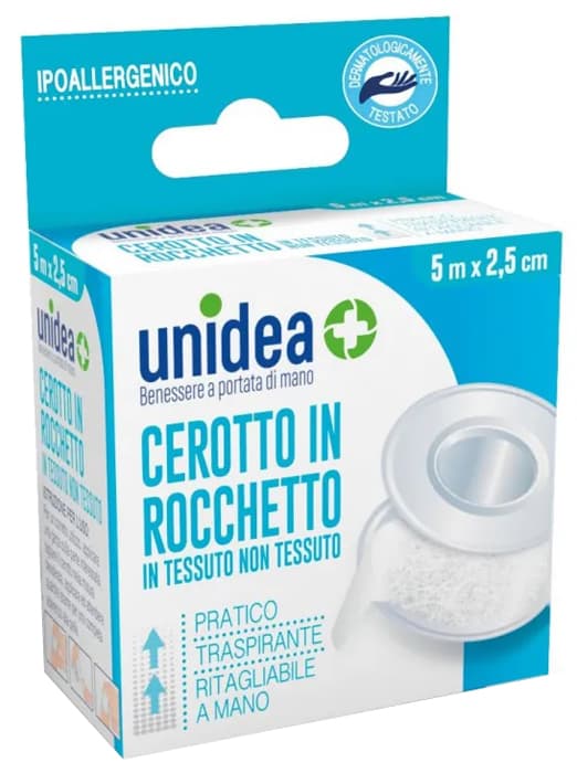 Cerotto in rocchetto unidea tessuto non tessuto 5 m x 2,5 cme 1 pezzo