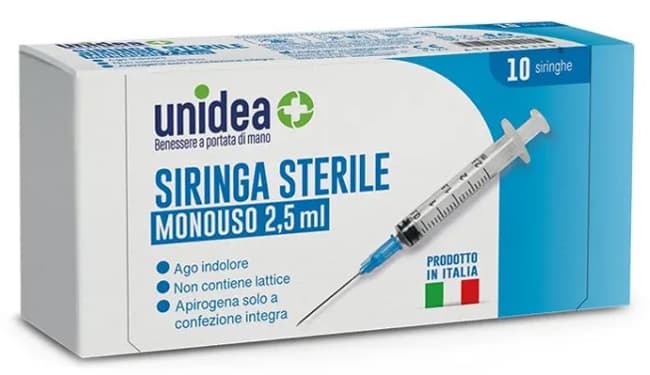 Unidea siringa da 2,5ml monouso 10 pezzi