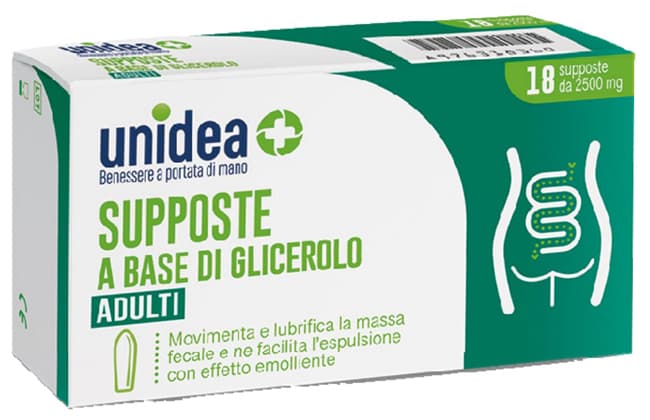 Unidea supposte glicerolo 2500mg 18 pezzi