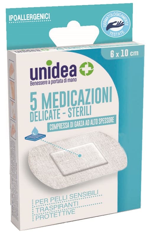 Cerotto di medicazione classico sterile unidea con supportotnt 6x10 cm 5 pezzi