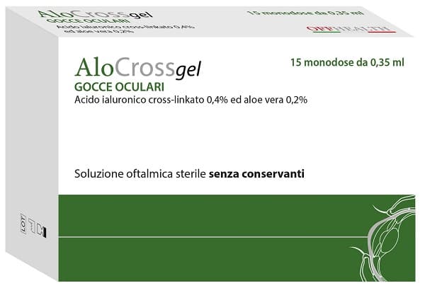 Soluzione oftalmica lubrificante a base di acido ialuronico sale sodico cross linkato 0,20% alocross
