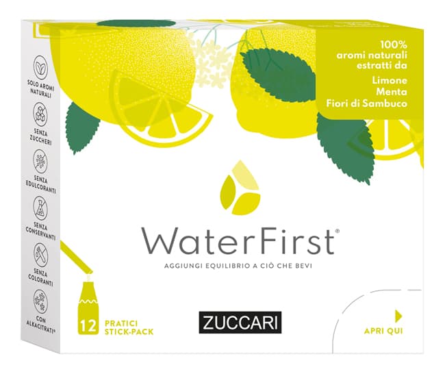 Water first limone-menta-fiori di sambuco 12 stick pack