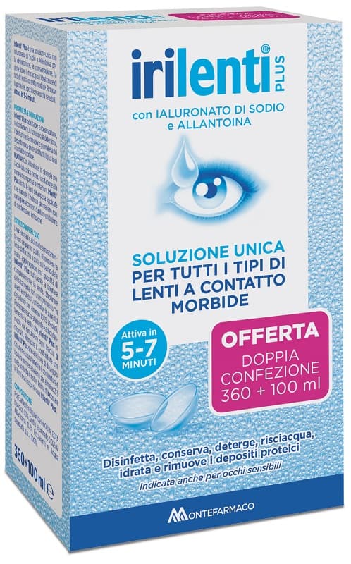 Irilenti Plus Promo 360 ml + 100 ml Pulizia Delicata per Lenti a Contatto
