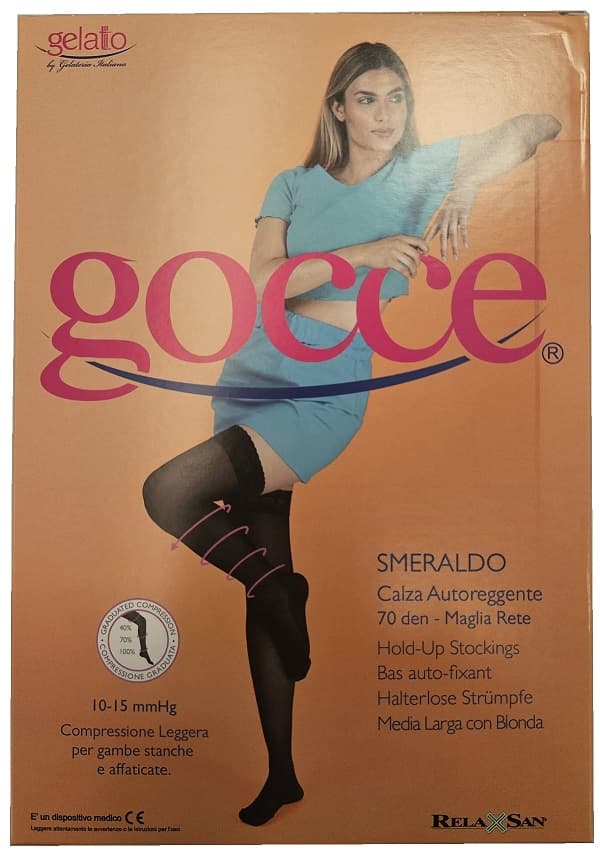 Calza Autoreggente Smeraldo A Compressione Graduata 70 Denari Nero 3