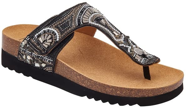 Calzatura Lisboa Flip Flop Microfibre+Beads W Black 40