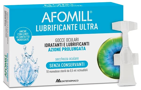 Afomill Lubrificante Ultra Gocce Oculari 10 Flaconcini 0,5 Ml