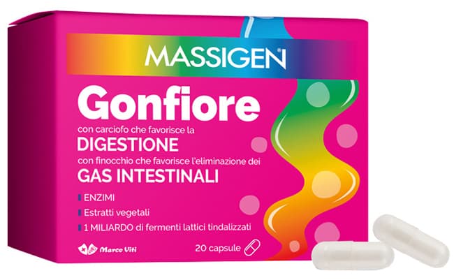 Massigen Gonfiore Integratore Per Eliminare Gas Intestinali 20 Capsule