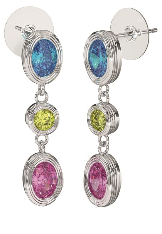 Bjt416 Orecchini Drops/Cristalli Multicolor 30 Mm Stainless Steel