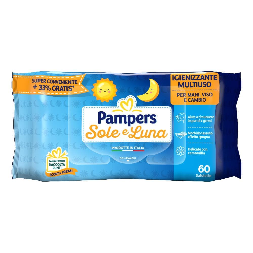Pampers Wipes Sole & Luna Effetto Spugna 60 Salviette