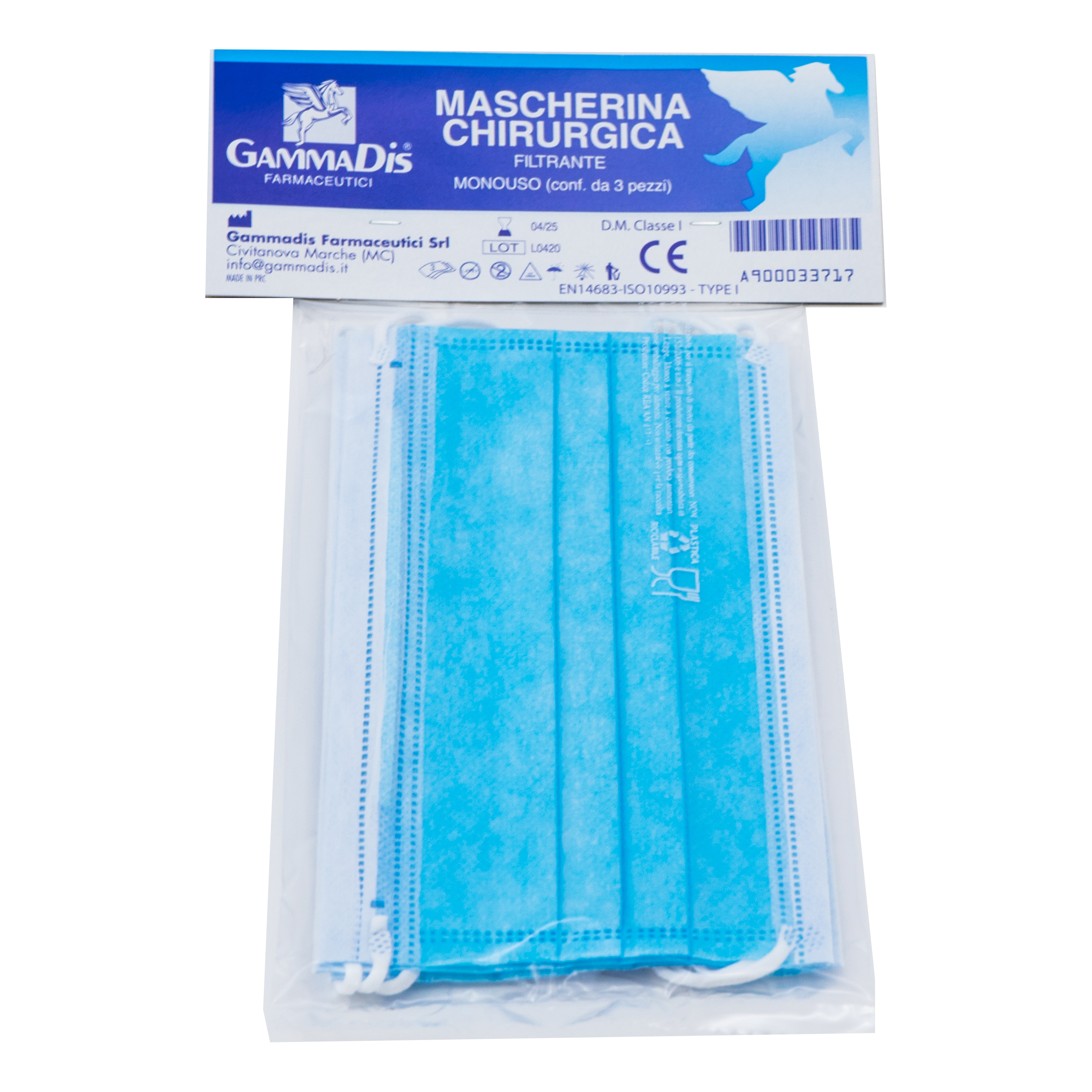 Mascherina chirurgica 3 pezzi