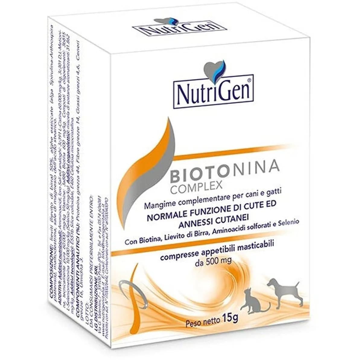 Nutrigen biotonina complex mangime complementare per cute cani/gatti 60 tavolette