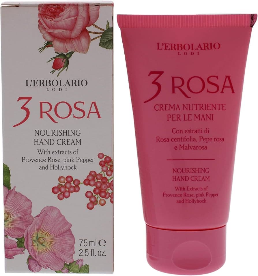 3 Rosa Crema Nutriente Mani 75 Ml + Proteggi Labbra Balsamico Omaggio