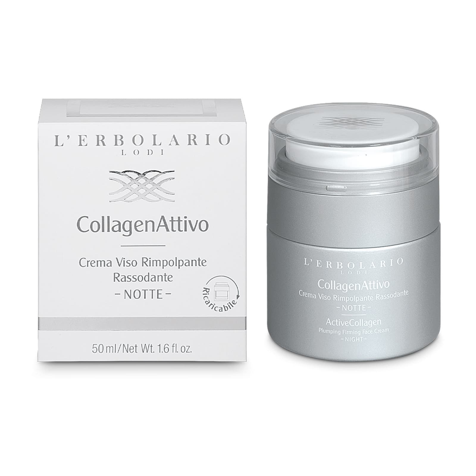 L'Erbolario CollagenAttivo - Crema Viso Notte Rimpolpante Rassodante Ricarica, 50ml