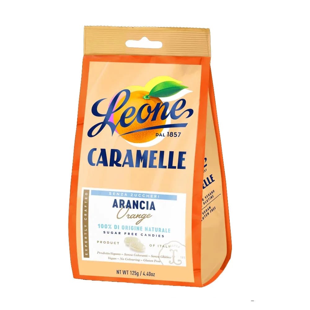 Pastiglie Leone Caramelle Arancia senza Zucchero, 125g