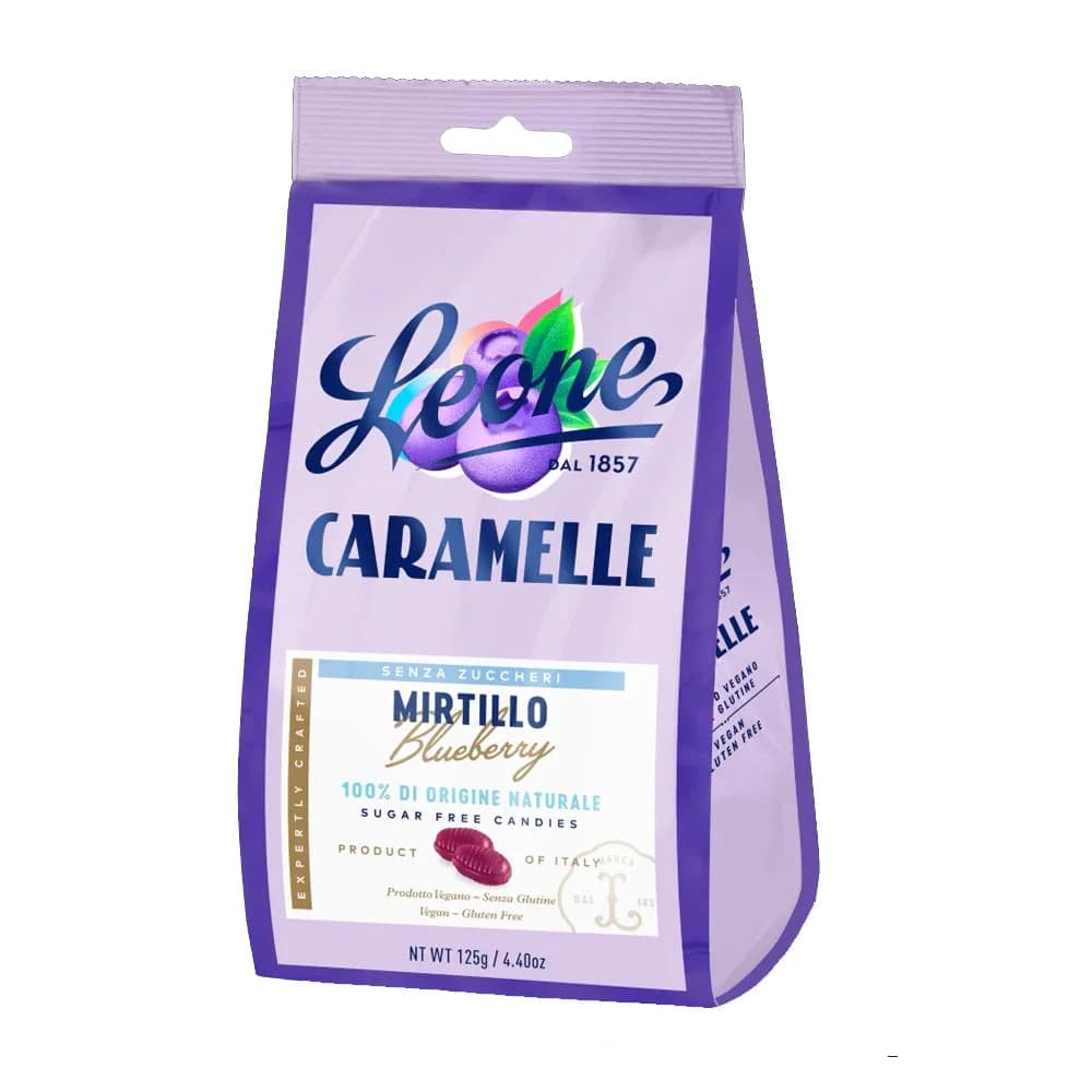 Pastiglie Leone Caramelle Mirtillo senza zucchero, 125g