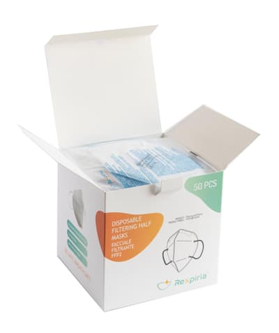 REXPIRIA MASCHERINA FACCIALE FILTRANTE FFP2 NR SENZA VALVOLA10 PEZZI