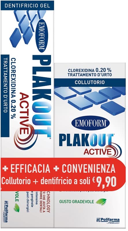 Emoform Plak Out Active Collutorio Clorexidina 0,20% 200ml + Dentifricio 75ml