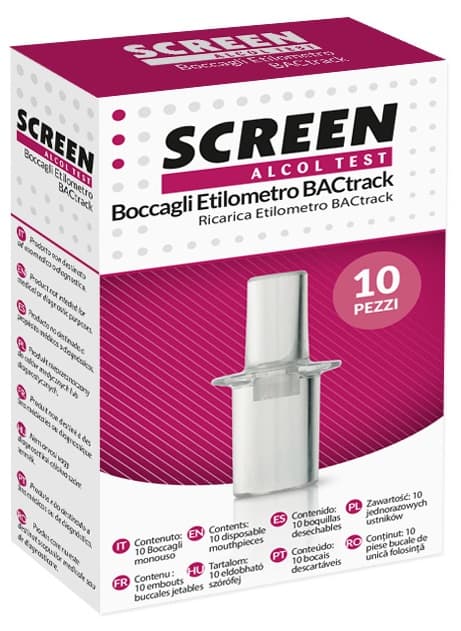 Screen Alcol Test Boccagli Etilometro Bactrack Ricarica 10 Pezzi