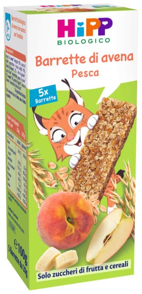 HiPP Barretta di Avena Pesca da 1 Anno, 5 Pezzi