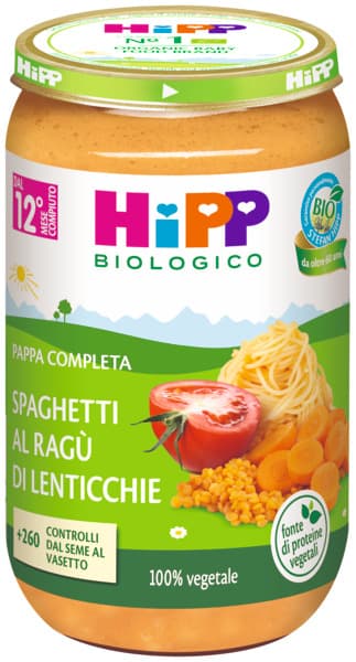 HiPP Spaghetti al Ragù di Lenticchie Pappa Completa dal 12° mese, 250g