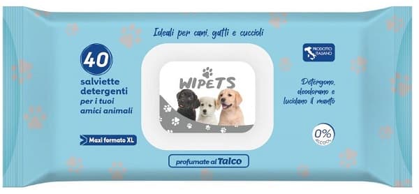 Wipets Salviettine Detergenti Per Animali Talco 40 Pezzi