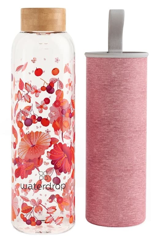 Waterdrop Bottiglia in Vetro Borosilicato fantasia Relax, 600ml