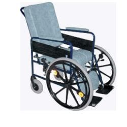 Carrozzella rigida imbottita basic modello 9201 con telaio di colore blu puntinato e rivestimenti blu in materiale sky lavabile ed ignifugo.ruote anteriori con freno a leva