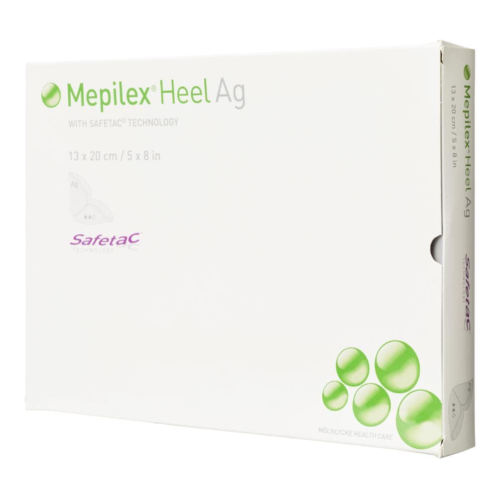 Schiuma Di Poliuretano Assorbente Antimicrobica Con Strato Di Contatto In Silicone Morbido Conformata Per Tallone Mepilex Heel Ag 13 X20 Cm 5 Pezzi